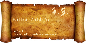 Haller Zalán névjegykártya